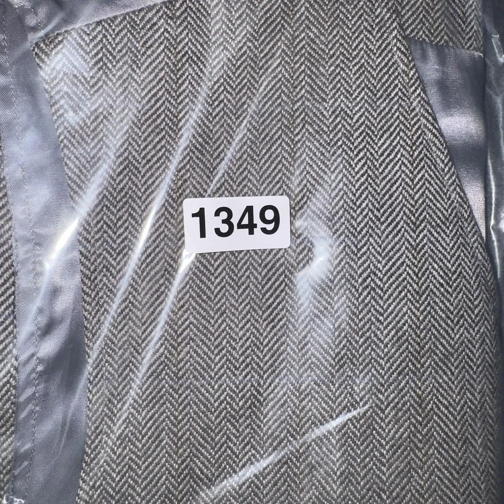 Tre Vero Suit Vest‎ Mens XL Gray Herringbone Wool Tweed Belted Formal Business